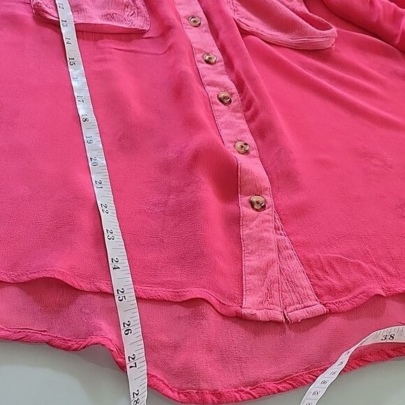 Free People Sheer Pink Tie Dye Button Down Top Size Small - Picture 7 of 8